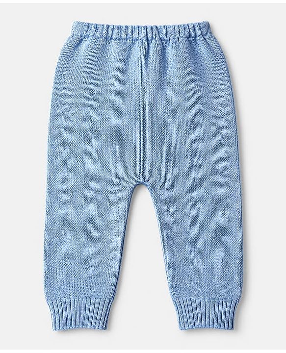 Babyhug Knit Full Sleeves Sweater Set with Stripes & Boat Design - Light Blue