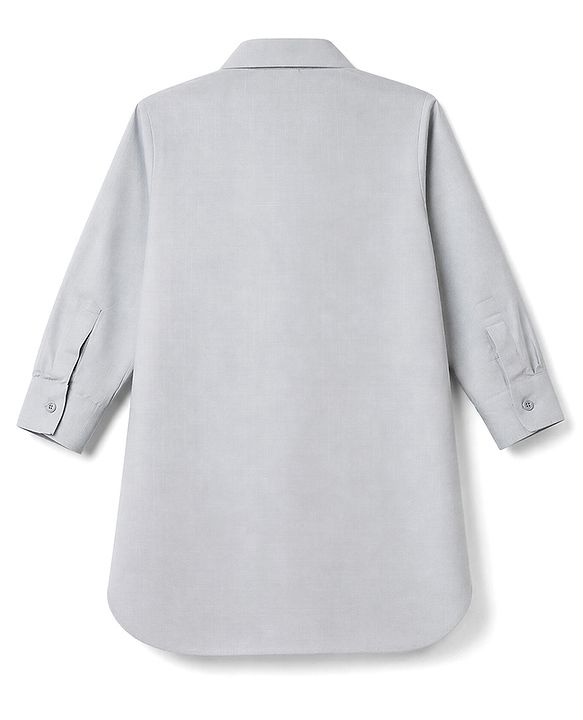 Babyhug Rayon Woven Full Sleeves Solid Pathani Kurta Pyjama Set - Grey