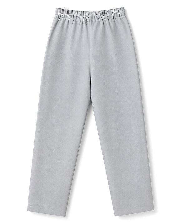 Babyhug Rayon Woven Full Sleeves Solid Pathani Kurta Pyjama Set - Grey
