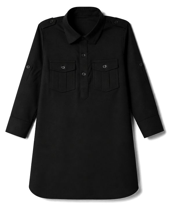 Babyhug Rayon Woven Full Length Solid Pathani Kurta Pyjama Set - Black
