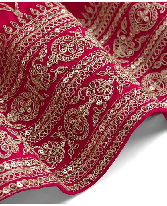 Babyhug Georgette Woven Half Sleeves Embroidered Choli Lehenga Set with Dupatta - Hot Pink