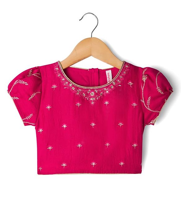 Babyhug Georgette Woven Half Sleeves Embroidered Choli Lehenga Set with Dupatta - Hot Pink