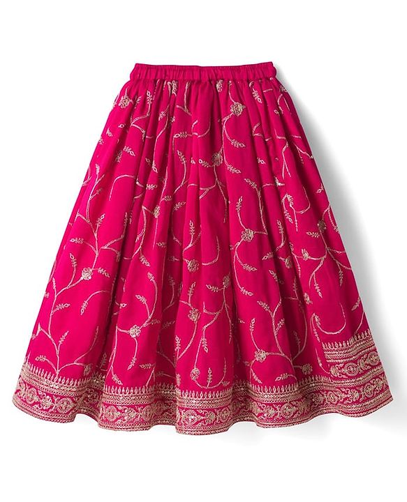 Babyhug Georgette Woven Half Sleeves Embroidered Choli Lehenga Set with Dupatta - Hot Pink