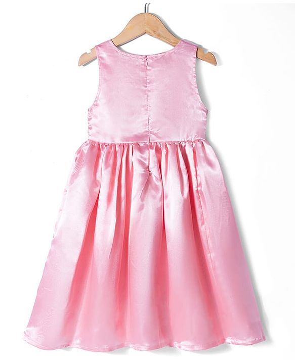 Babyhug Georgette Woven Half Sleeves Embroidered Dress With Floral Printed Jacket - Peach & Pink