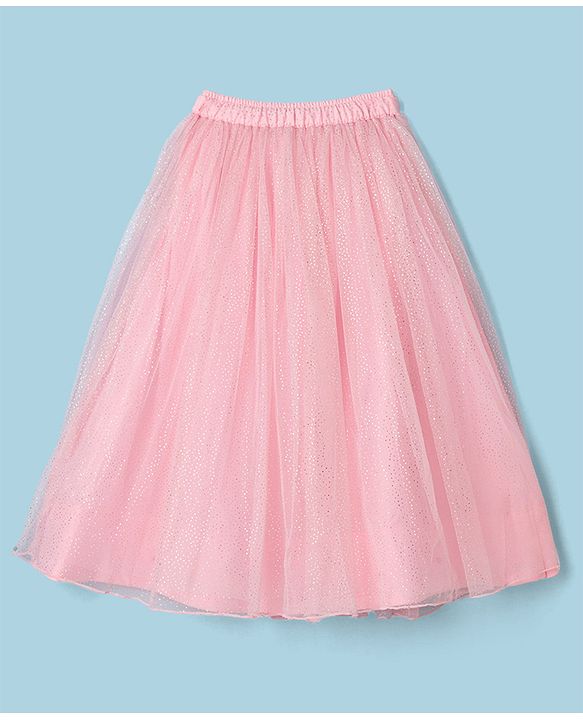 Babyhug Net Woven Sleeveless Sequinned Choli & Shimmer Net Embroidered Lehenga Set With Dupatta - Pink