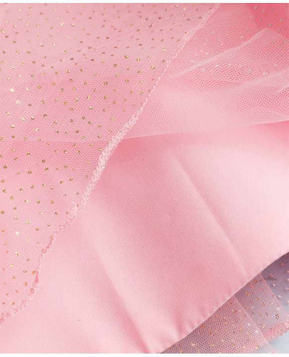 Babyhug Net Woven Sleeveless Sequinned Choli & Shimmer Net Embroidered Lehenga Set With Dupatta - Pink