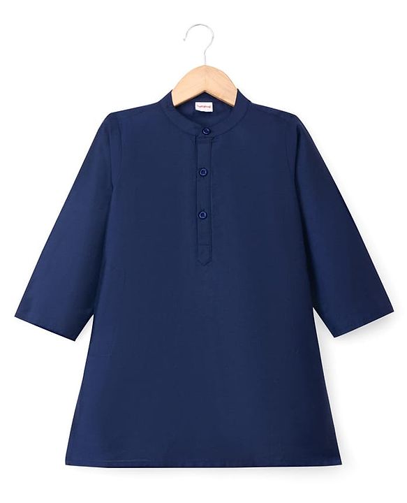 Babyhug Woven Full Sleeves Solid Colour Kurta Pajama Set with Sequinned & Embroidered Nehru Jacket - Navy Blue & Yellow