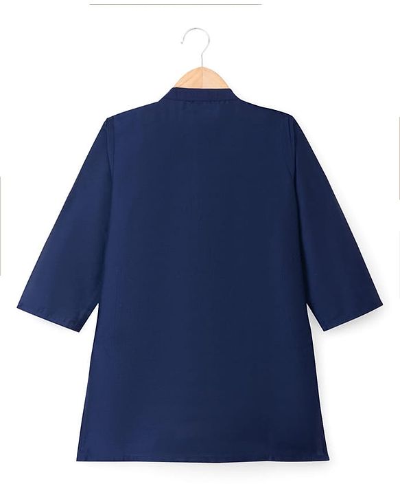 Babyhug Woven Full Sleeves Solid Colour Kurta Pajama Set with Sequinned & Embroidered Nehru Jacket - Navy Blue & Yellow