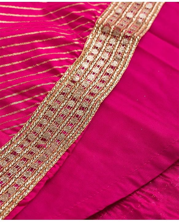 Babyhug Chanderi Woven Half Sleeves Kolka Printed & Embroidered Choli Lehenga  & Dupatta Set -Fuchsia
