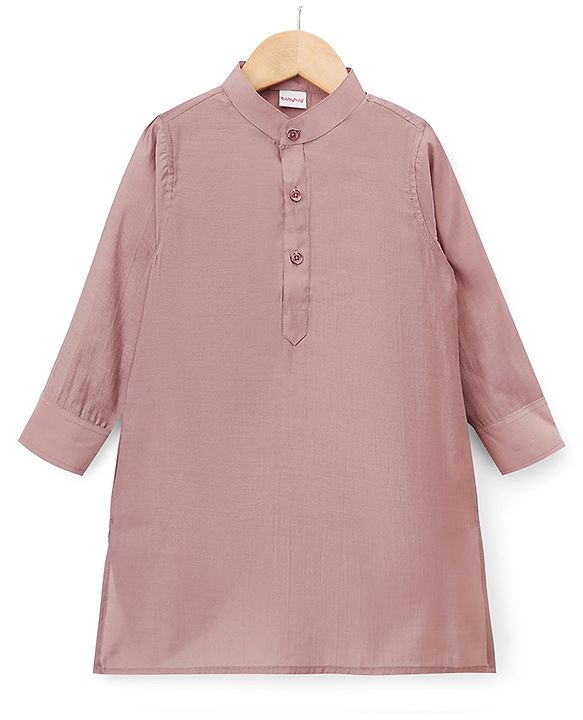 Babyhug Woven Solid Kurta Pyjama Set With Floral Embroidered Jacket - Light Pink