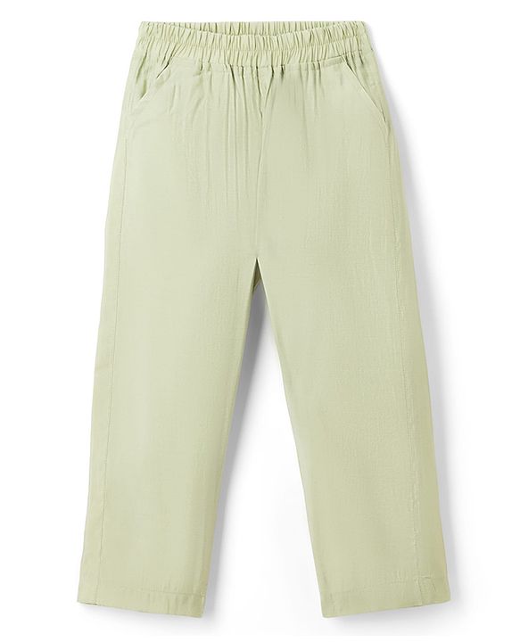 Babyhug Woven Full Sleeves Solid Kurta & Pyjama Set With Floral Embroidered Jacket - Light Green