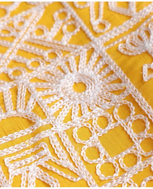 Babyhug Woven Full Sleeves SOLID Kurta & Pyjama Set With Floral Embroidered Jacket - Yellow