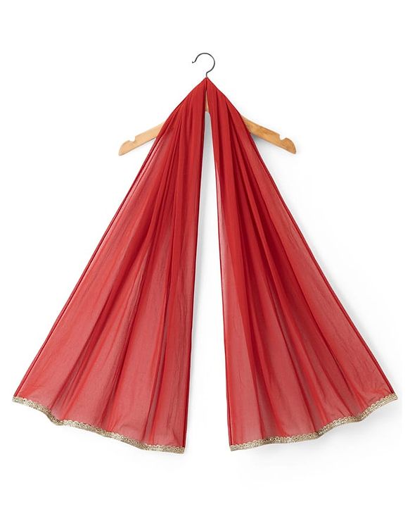 Babyhug Woven Half Sleeves Floral Embroidered Choli & Lehenga Set With Dupatta - Red
