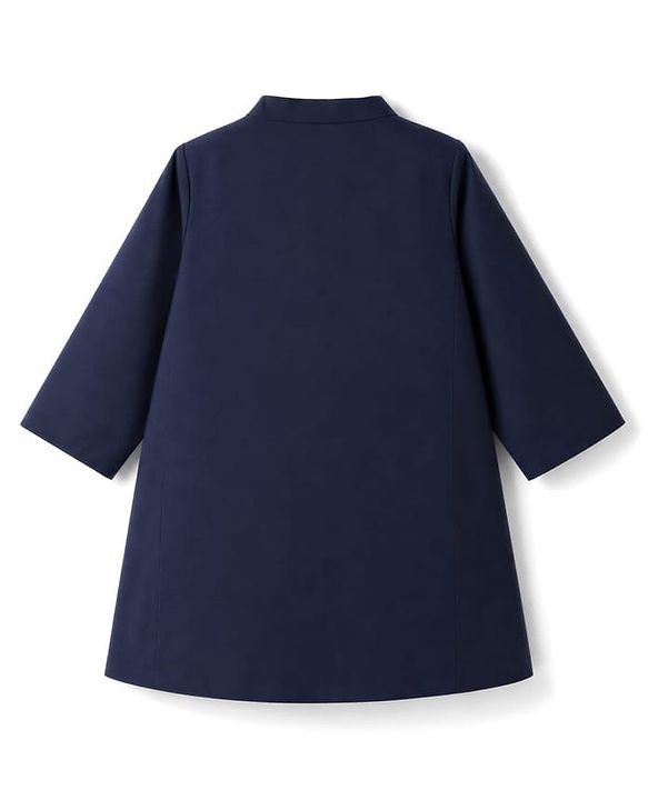 Babyhug Woven Full Sleeves Solid Kurta Pyjama Set With Velvet Thread Embroidered Jacket - Navy Blue