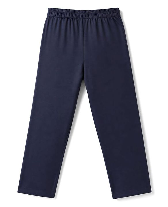Babyhug Woven Full Sleeves Solid Kurta Pyjama Set With Velvet Thread Embroidered Jacket - Navy Blue