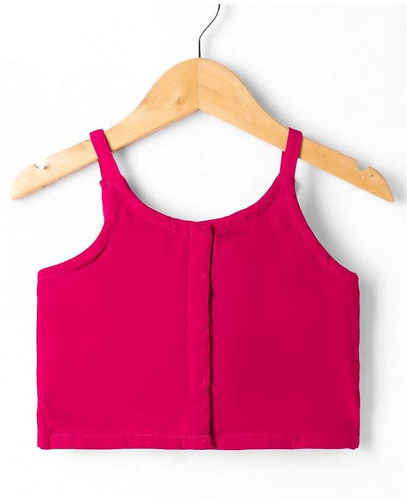 Babyhug Georgett Woven Sleeveless Floral Embroidered Top Palazo and Jacket Set - Hot Dark Pink