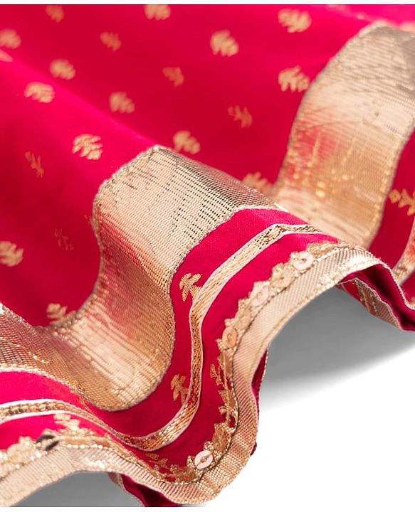 Babyhug Woven Floral Foil Printed Half Sleeves Kurti Churidar and Dupatta Set - Fuschia