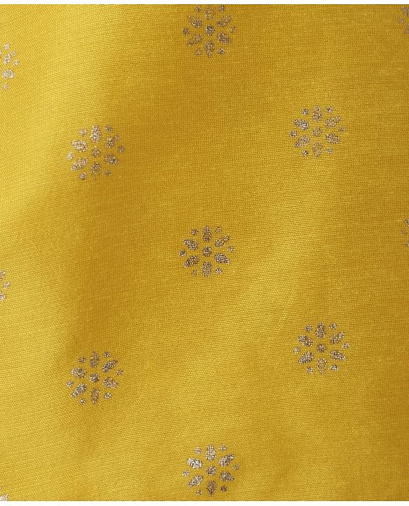 Babyhug Woven Full Sleeves Kurta Pajama Set with Floral Foil Print - Yellow