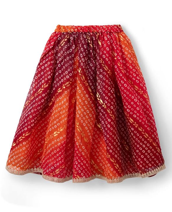 Babyhug Woven Sleeveless Kotta Foil Floral Printed Lehenga Choli & Dupatta Set - Orange