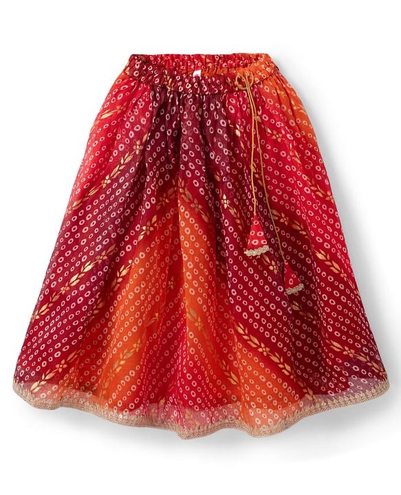 Babyhug Woven Sleeveless Kotta Foil Floral Printed Lehenga Choli & Dupatta Set - Orange