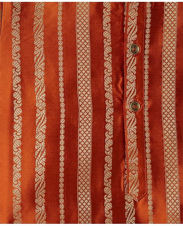 Babyhug Woven Full Sleeves Striped Kurta & Pyjama Set - Orange