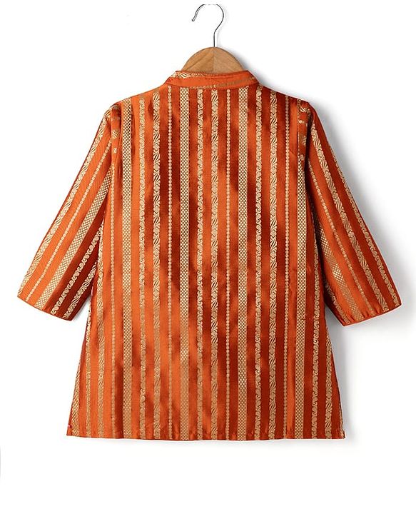 Babyhug Woven Full Sleeves Striped Kurta & Pyjama Set - Orange