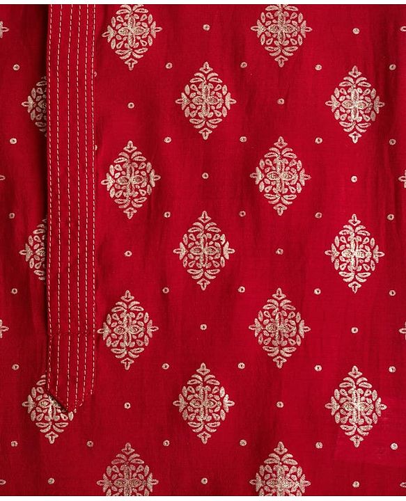 Babyhug Woven Full Sleeves Floral Foil Printed Kurta Pyjama Set - Red
