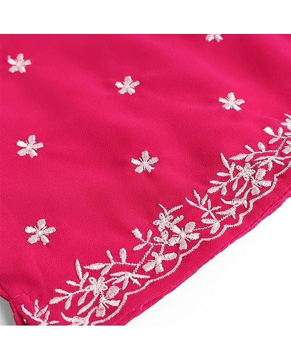 Babyhug Georgette Woven Three Fourth Sleeves Floral Embroidered Lehenga Choli and Jacket Set - Pink