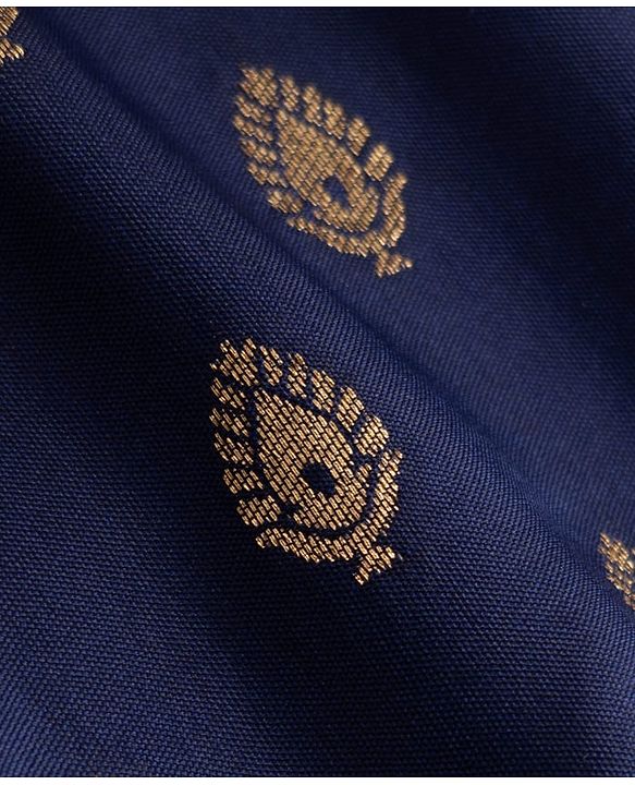 Babyhug Brocade Woven Full Sleeves Kurta Pajama Set with Kolka Embroidery - Navy