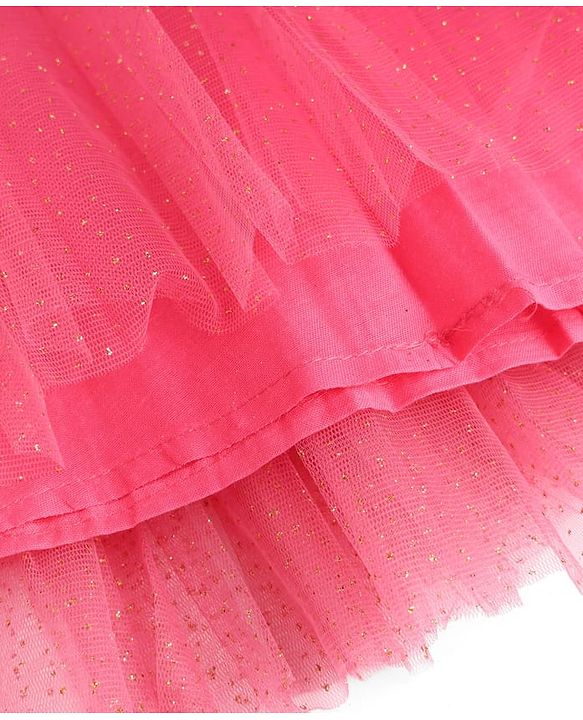 Babyhug Net Woven Half Sleeve Chanderi Floral Embroidered Lehenga Choli and Dupatta Set - Pink & Green