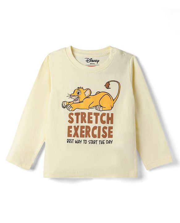 Babyhug Disney Single Jersey Knit Full Sleeves Lion King Printed T-Shirt & Pajama Night Suit - Yellow
