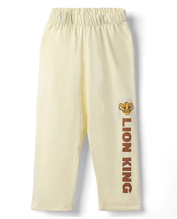 Babyhug Disney Single Jersey Knit Full Sleeves Lion King Printed T-Shirt & Pajama Night Suit - Yellow