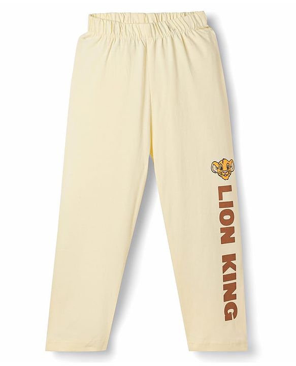 Babyhug Disney Single Jersey Knit Full Sleeves Lion King Printed T-Shirt & Pajama Night Suit - Yellow