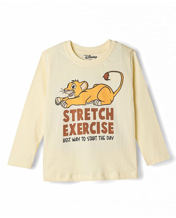 Babyhug Disney Single Jersey Knit Full Sleeves Lion King Printed T-Shirt & Pajama Night Suit - Yellow
