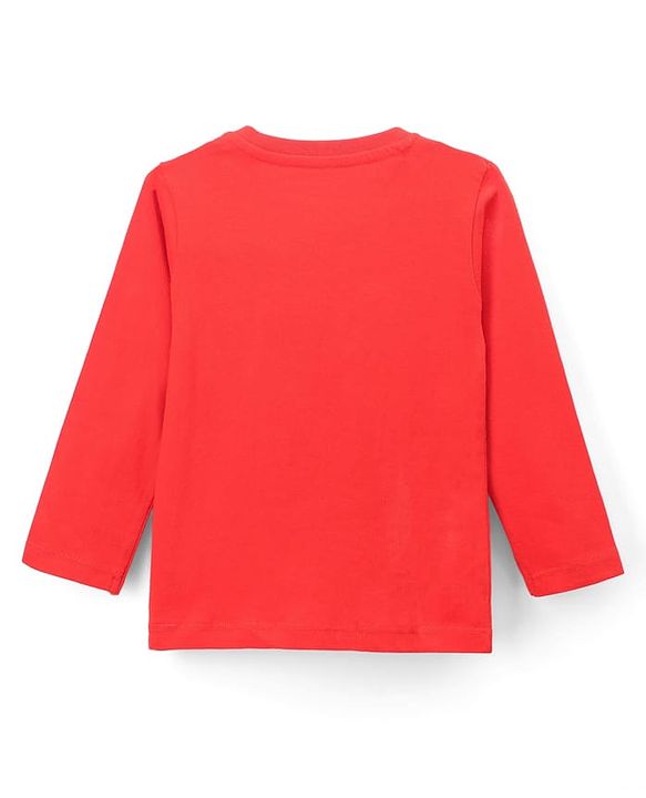 Babyhug Disney Single Jersey Knit Full Sleeves T-Shirt & Pyjama Night Suit with Mickey Mouse & Star Print - Red