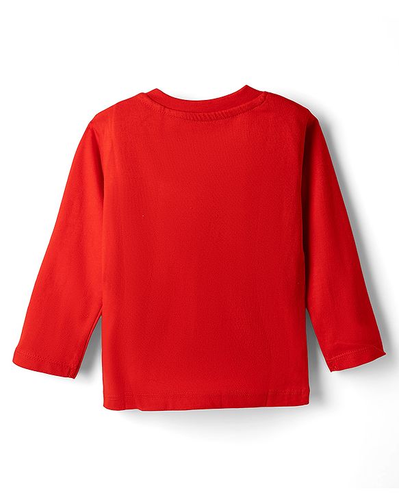 Babyhug Disney Single Jersey Knit Full Sleeves T-Shirt & Pyjama Night Suit with Mickey Mouse & Star Print - Red