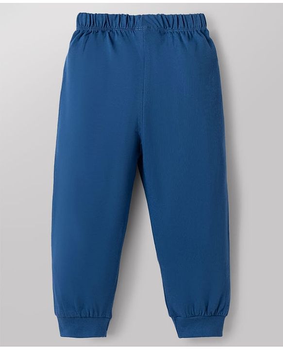 Babyhug Disney Single Jersey Knit Full Sleeves Striped T-Shirt & Pyjama Night Suit with Winnie the Pooh Graphics - White & Blue