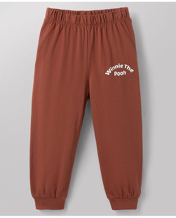 Babyhug Disney Single Jersey Knit Full Sleeves Striped T-Shirt & Pyjama Night Suit with Winnie the Pooh Graphic - Brown