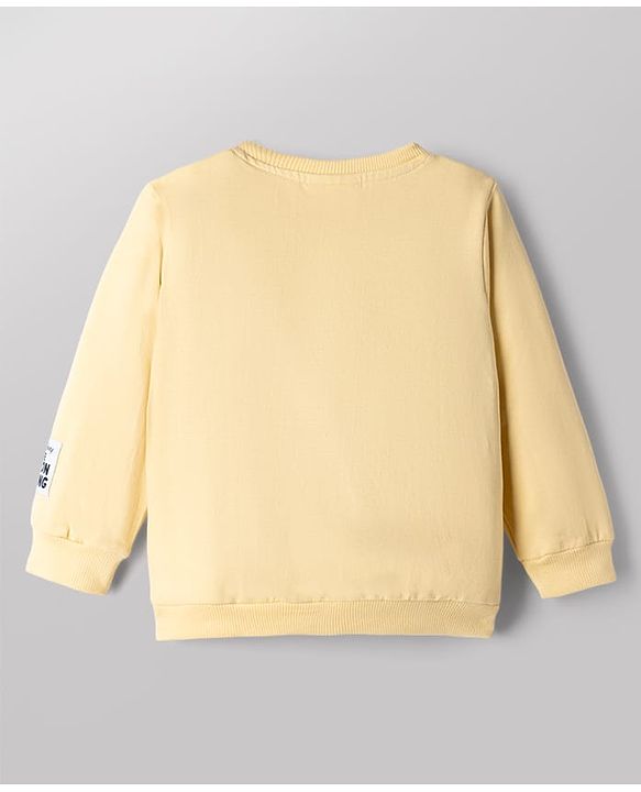 Babyhug Disney Terry Knit Fell Sleeves Sweatshirt and Joggers Set With Simba Timon and Pumbaa Print - Yellow