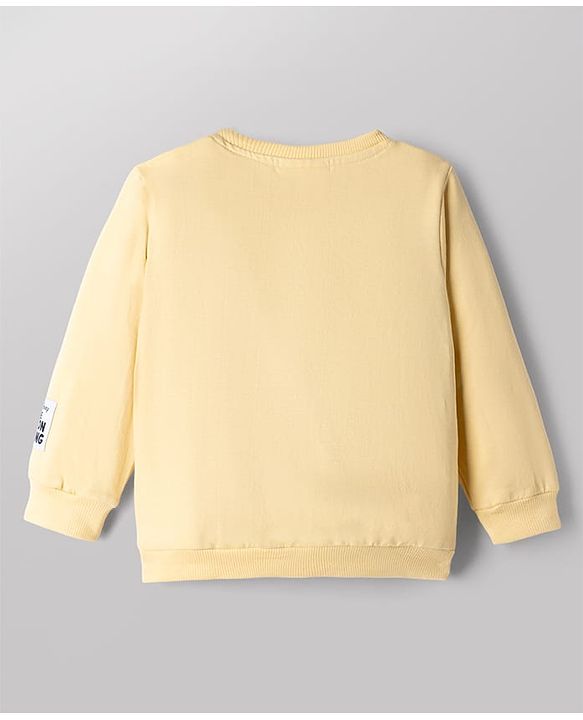 Babyhug Disney Terry Knit Fell Sleeves Sweatshirt and Joggers Set With Simba Timon and Pumbaa Print - Yellow