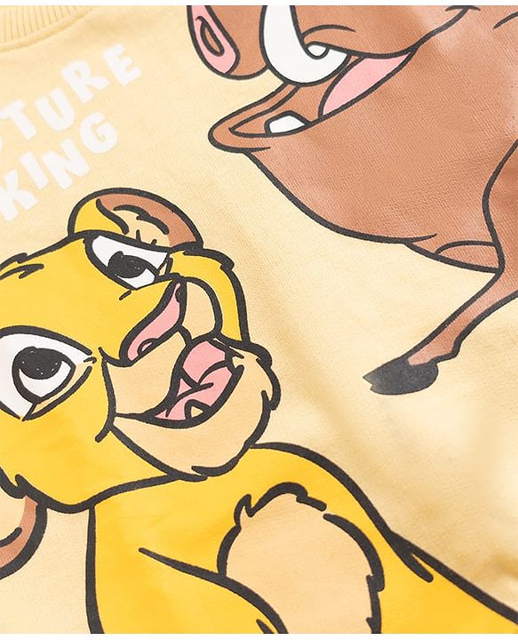 Babyhug Disney Terry Knit Full Sleeves Sweatshirt & Trackpants With Simba & Friends Graphic - Cream