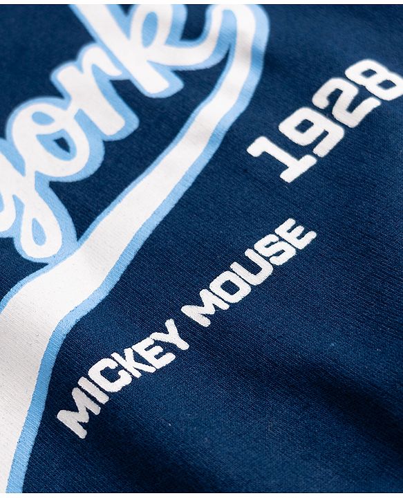 Babyhug Disney Terry Knit Full Sleeves TSweatshirt & Track Pant Set With Mickey Mouse Graphic - Navy Blue