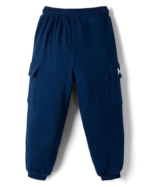Babyhug Disney Terry Knit Full Sleeves TSweatshirt & Track Pant Set With Mickey Mouse Graphic - Navy Blue