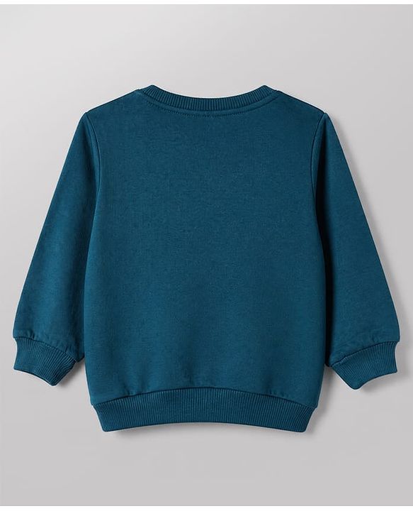 Babyhug Disney Terry Knit Full Sleeves Sweatshirt & Joggers Set with Mickey Mouse Graphic - Teal Blue