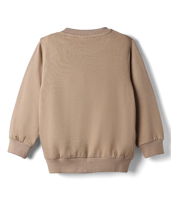 Babyhug Disney Terry Knit Full Sleeves Sweatshirt & Joggers Set With Mickey Mouse Graphic - Tan