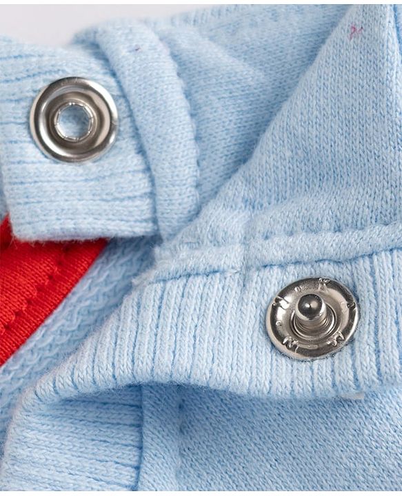 Babyhug Disney 100% Cotton Knit Full Sleeves Sweatshirt & Trackpant Winter Wear Suit With Mickey Mouse Graphics - Light Blue