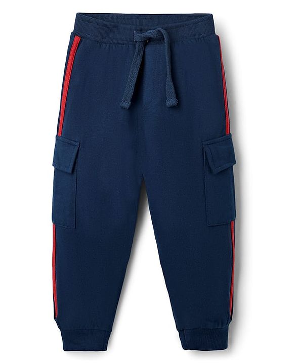 Babyhug Disney Terry Knit Full Sleeves Sweatshirt & Joggers Set with Simba & Friends Graphic at Front & Back - Red & Navy Blue