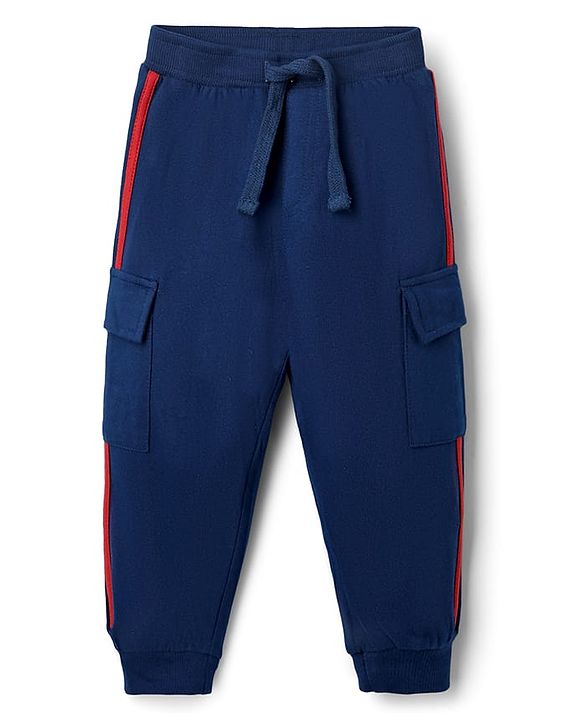 Babyhug Disney Terry Knit Full Sleeves Sweatshirt & Joggers Set with Simba & Friends Graphic at Front & Back - Red & Navy Blue