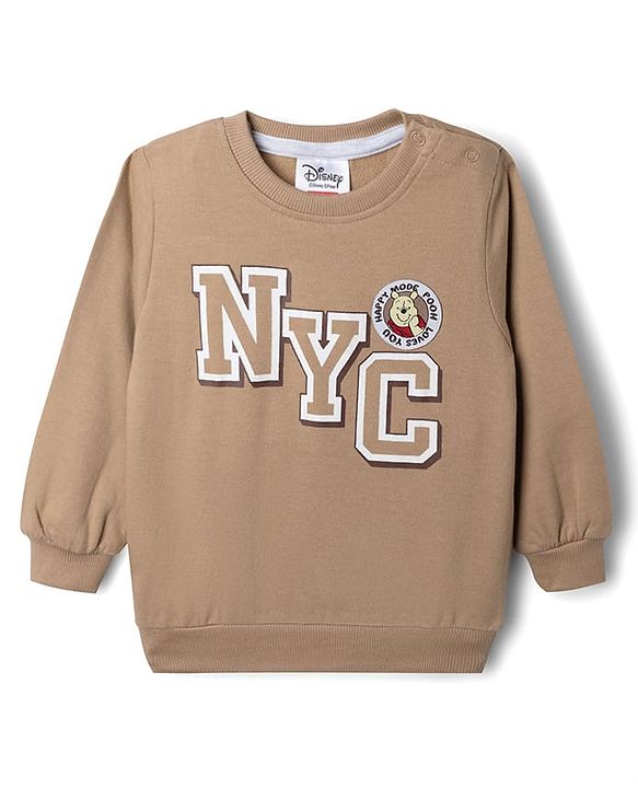 Babyhug Disney Single Jersey Knit Full Sleeves T-shirt and Joggers With Winnie the Pooh Graphic - Brown