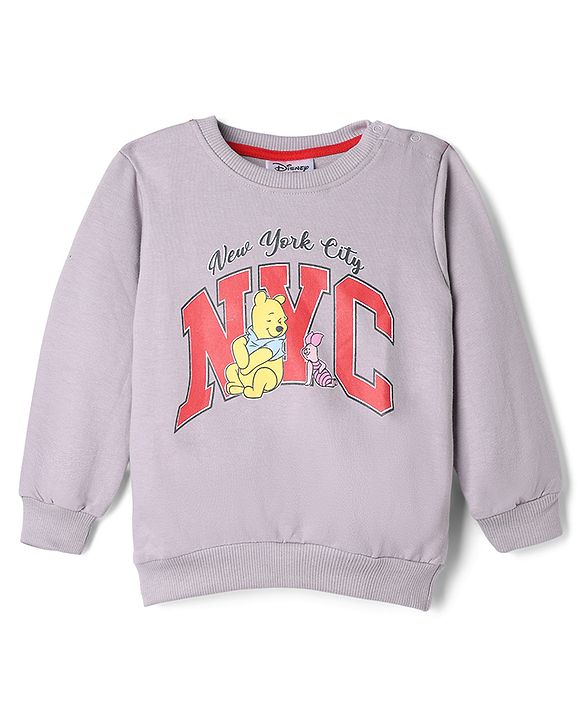 Babyhug Disney Terry Knit Full Sleeves Sweatshirt & Trackpants with Winnie The Pooh Graphic - Lavender & Red